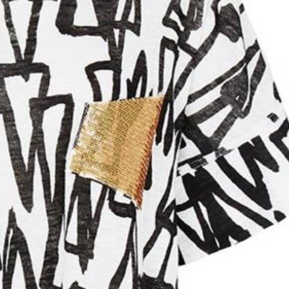 SASS & BIDE On The Moon Sequin White Black Crop Top Tee T Shirt RRP$180 - Picture 2 of 7